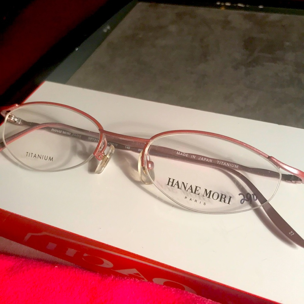 Hanae Mori Rare Titanium Pink Glasses. Semi rimless. Nose pads. Never owned
